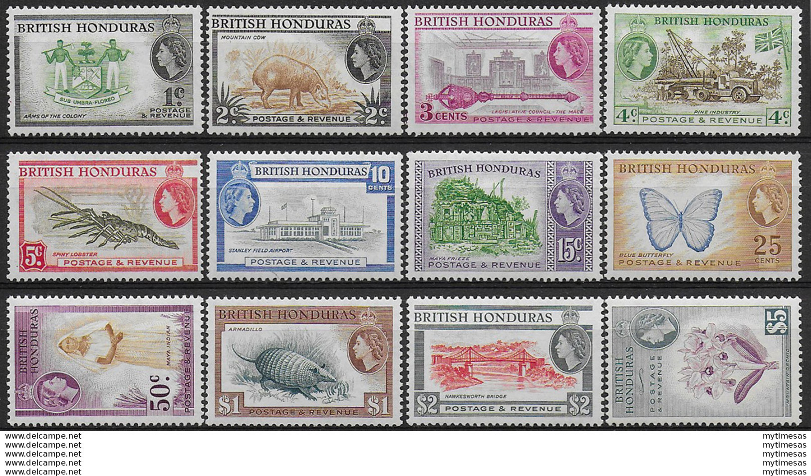 1953-62 British Honduras Pittorica 12v. MNH SG N. 179/90 - Autres & Non Classés