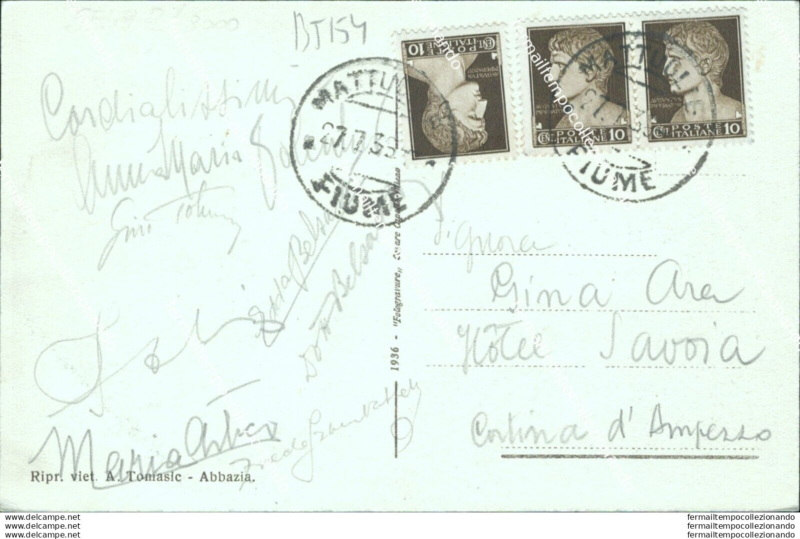 Bt154 Cartolina Abbazia 1935 Croazia - Autres & Non Classés