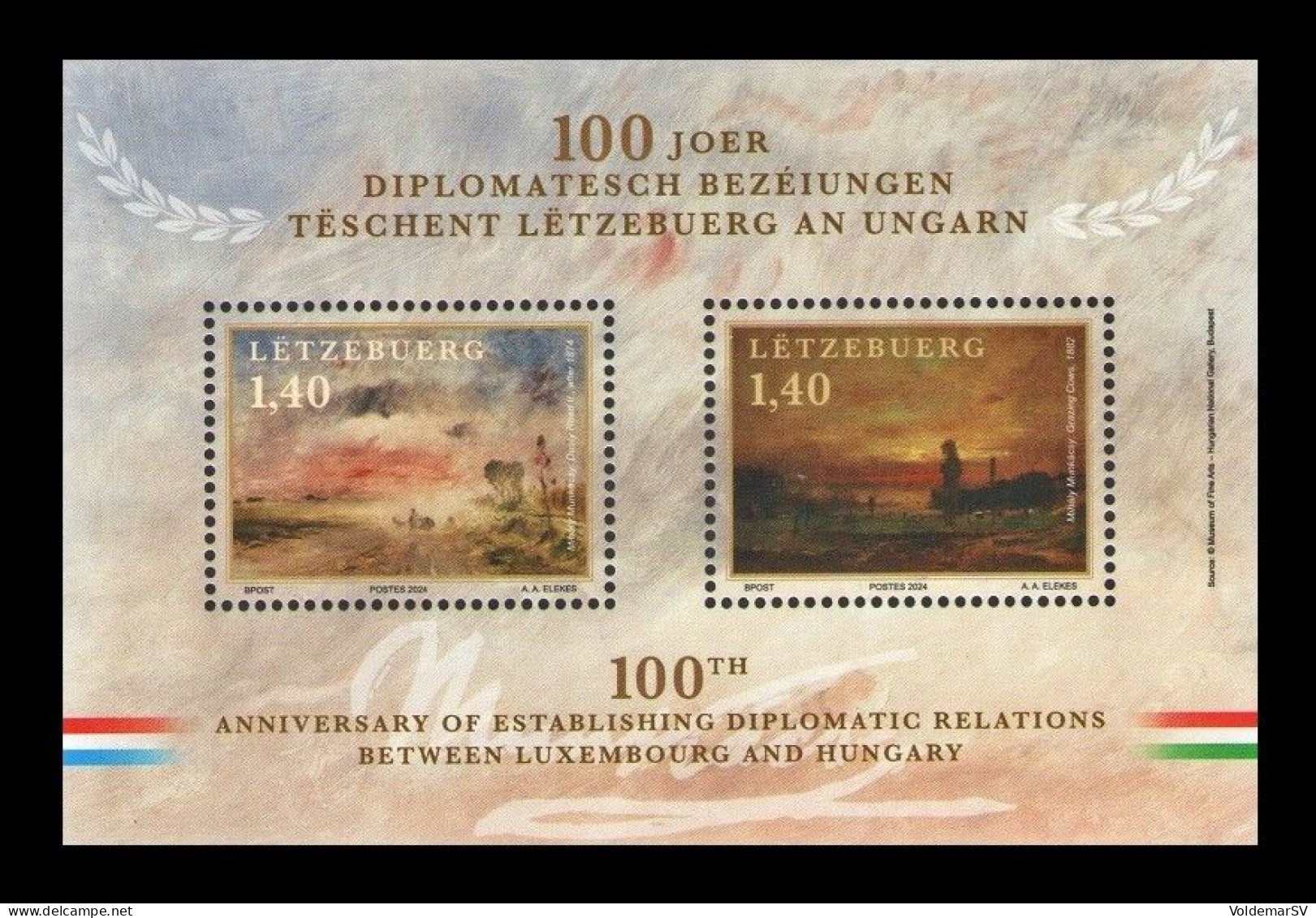 Luxembourg 2024 Mih. 2355/56 (Bl.53) Paintings By Mihaly Munkacsy (joint Issue Luxembourg-Hungary) MNH ** - Ungebraucht
