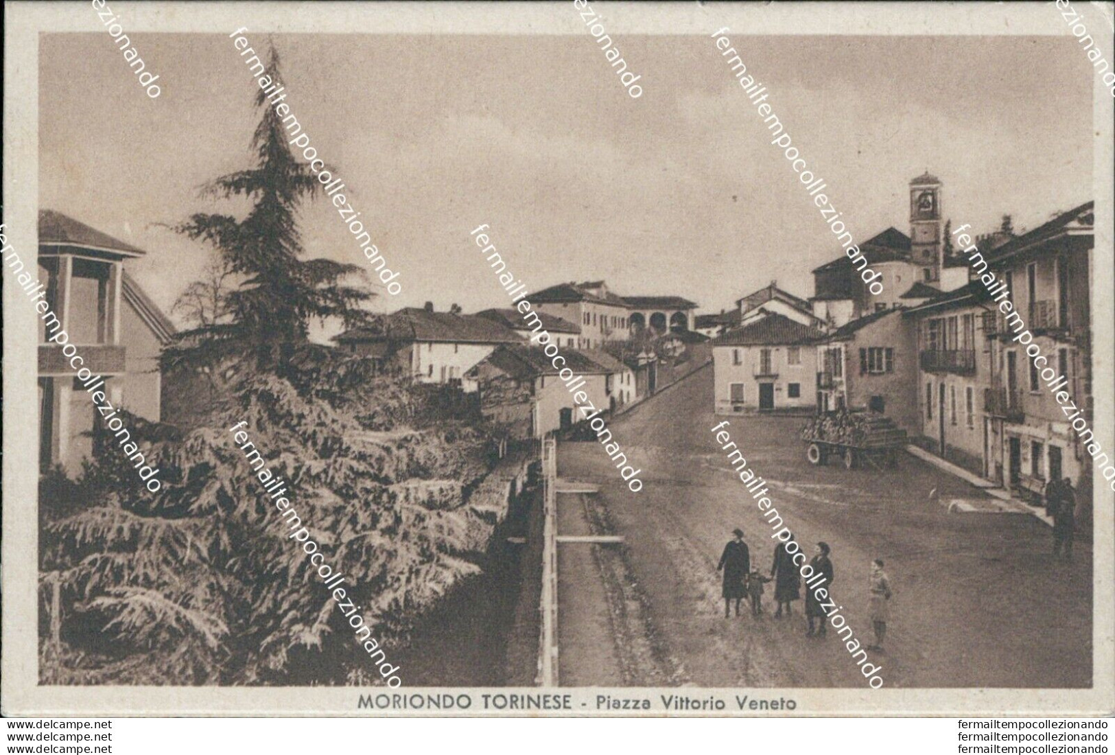 Ag744 Cartolina Moriondo Torinese Piazza Vittorio Veneto 1940 Torino - Otros & Sin Clasificación