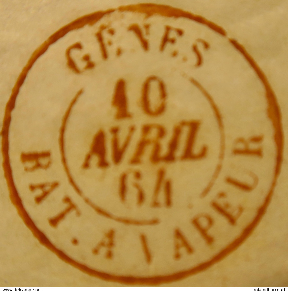 A540 - POSTE MARITIME - Lettre (LAC) GÊNES (10 AVRIL 1864) à NICE Par BATEAU à VAPEUR (LIGNE D'ITALIE) Cachet SARDE - Poste Maritime