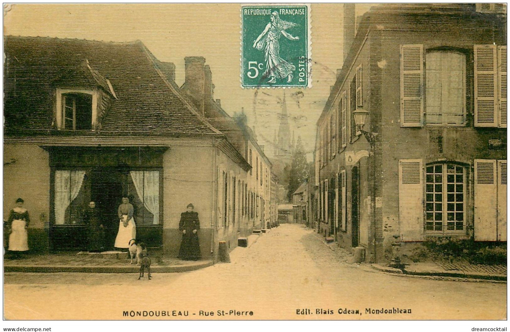 41 MONDOUBLEAU. Café Rue Saint-Pierre. Superbe Carte Toilée - Sonstige & Ohne Zuordnung