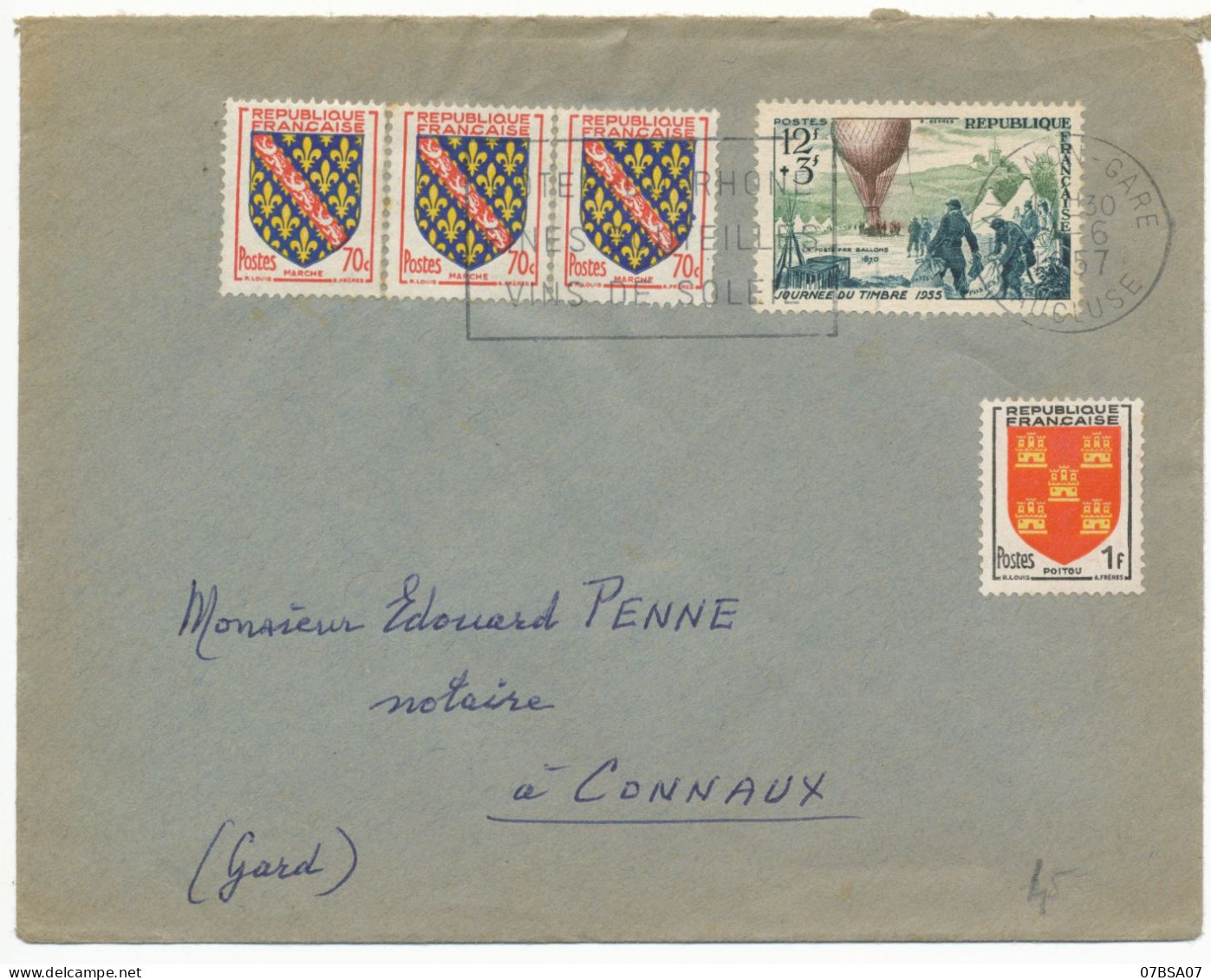 VAUCLUSE ENV 1957 SURTAXE JOURNEE DU TIMBRE 1955 AVIGNON GARE OMEC SECAP - Lettres & Documents