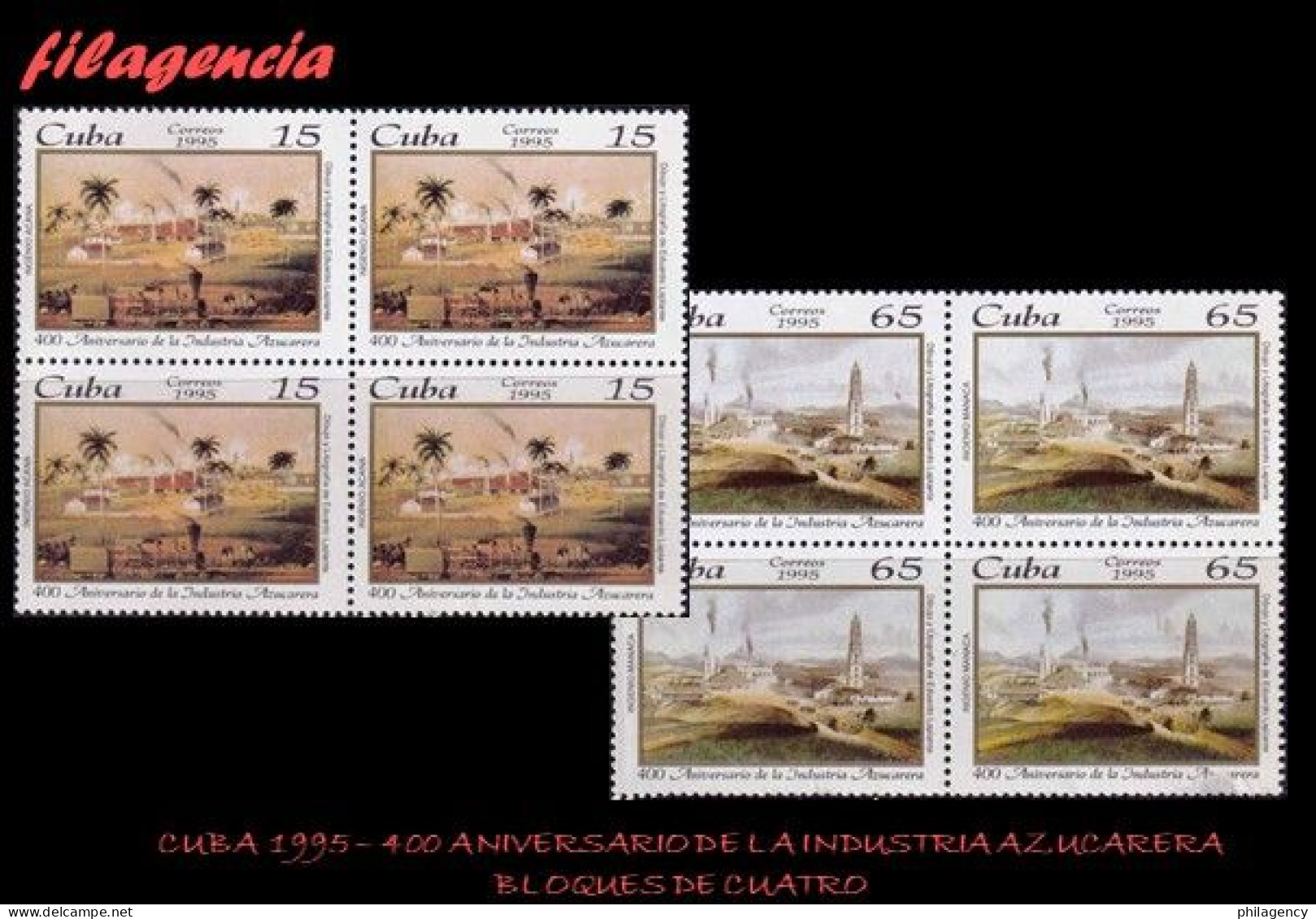 CUBA. BLOQUES DE CUATRO. 1995-15 IV CENTENARIO DE LA INDUSTRIA AZUCARERA EN CUBA - Nuovi