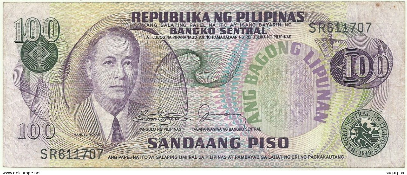 Philippines - 100 Piso - ND ( 1978 ) - Pick 164.c - Sign. 10 - Serie SR - ANG BAGONG LIPUNAN - Filipinas