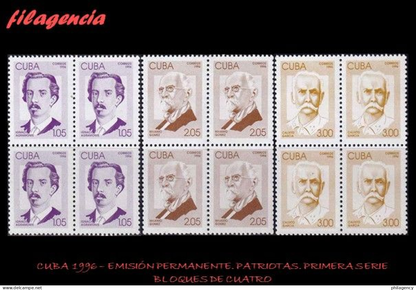 CUBA. BLOQUES DE CUATRO. 1996-01 EMISIÓN PERMANENTE. PATRIOTAS CUBANOS. PRIMERA SERIE - Ungebraucht