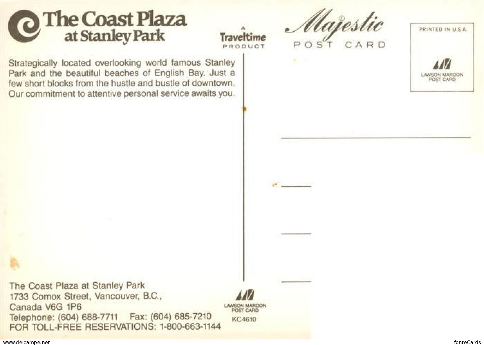 73950160 Vancouver_BC_Canada The Coast Plaza Hotel At Stanley Park - Non Classificati