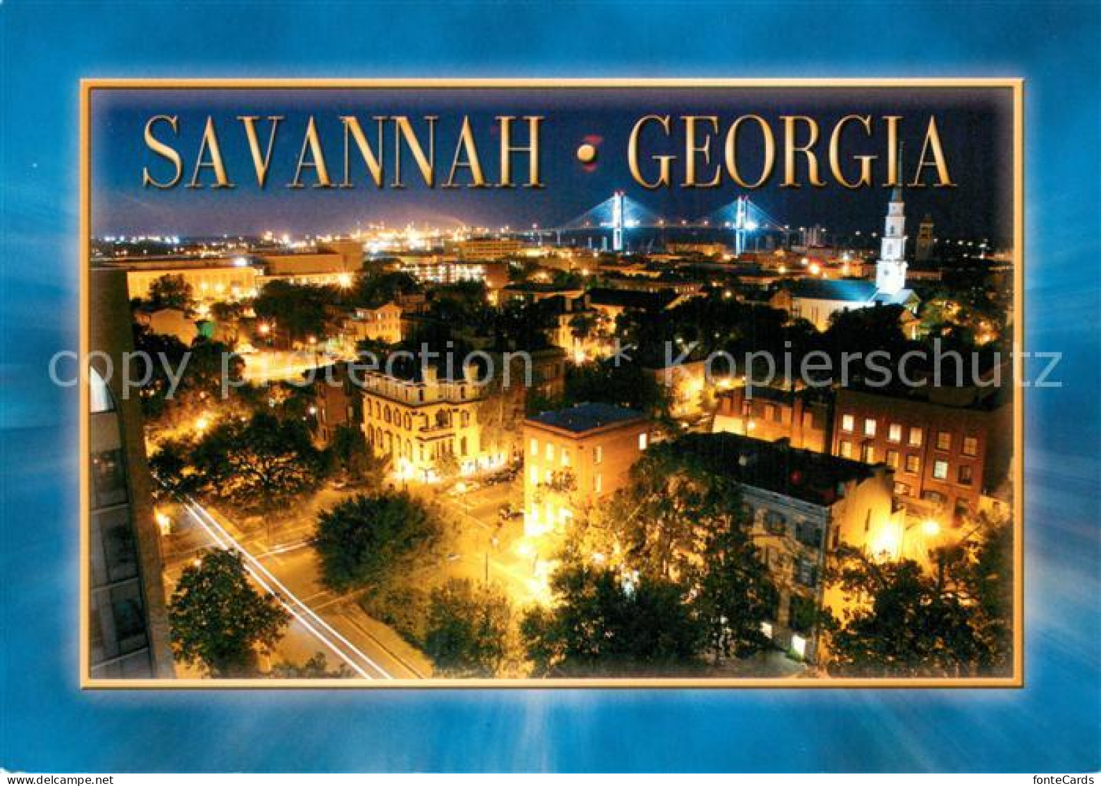 73704958 Savannah_Georgia Night View Of Savannah River And The Talmadge Memorial - Altri & Non Classificati