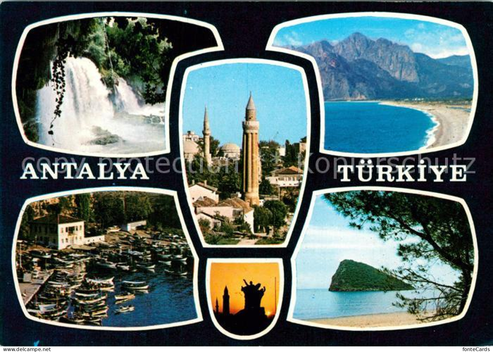 73356652 Antalya Wasserfall Hafen Minarett Strand Antalya - Türkei