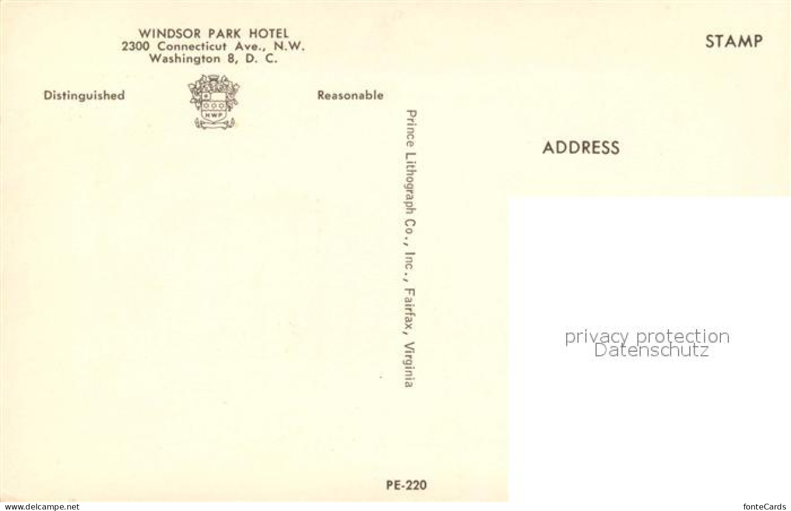 73335381 Washington DC Windsor Park Hotel Illustration Kuenstlerkarte  - Washington DC