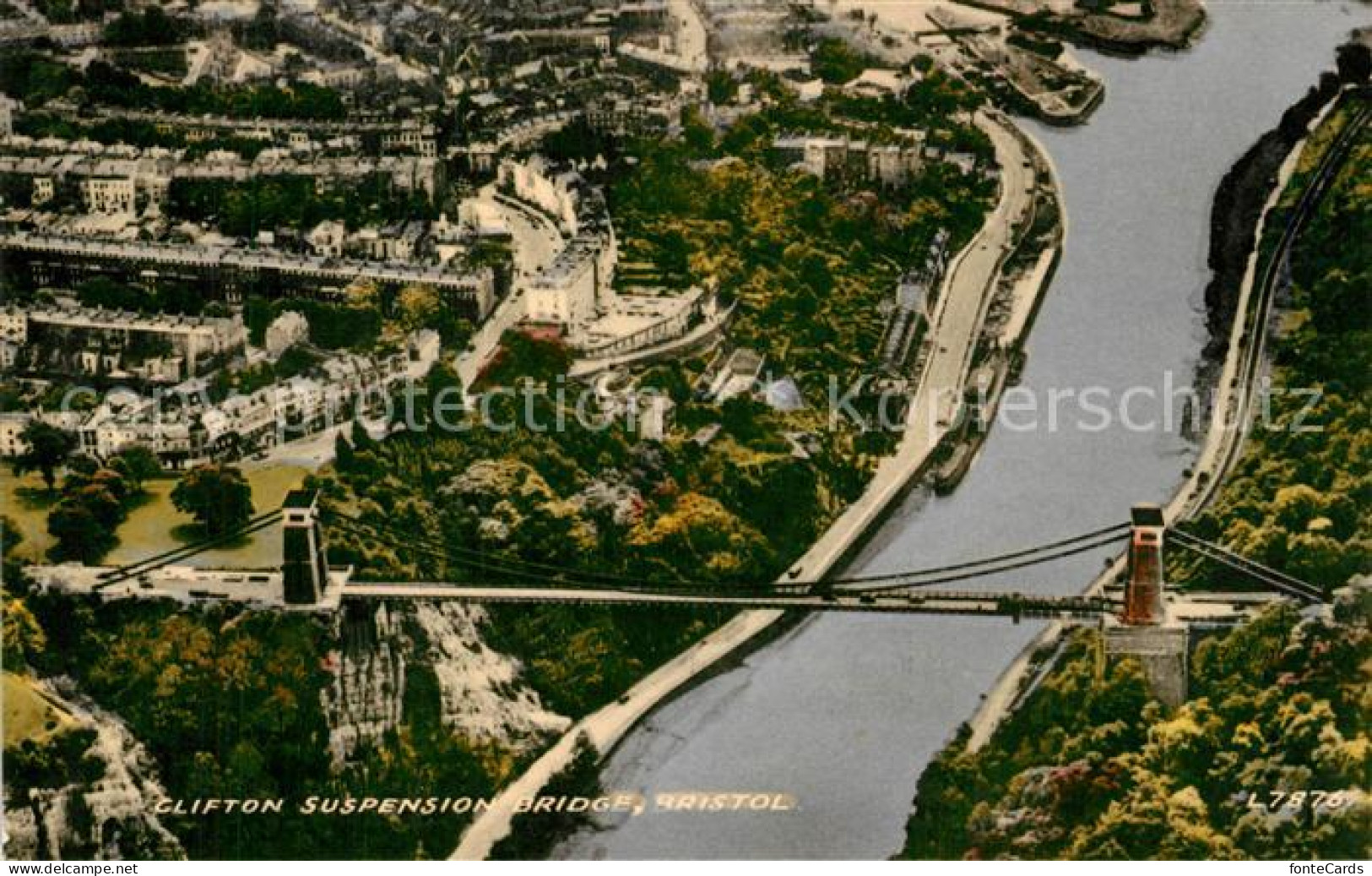 73335371 Bristol UK Clifton Suspension Bridge Aerial View Valentine's Postcard  - Bristol