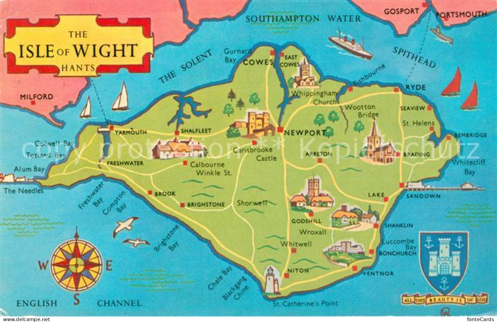 73327852 Isle Of Wight UK Panoramakarte Isle Of Wight UK - Andere & Zonder Classificatie