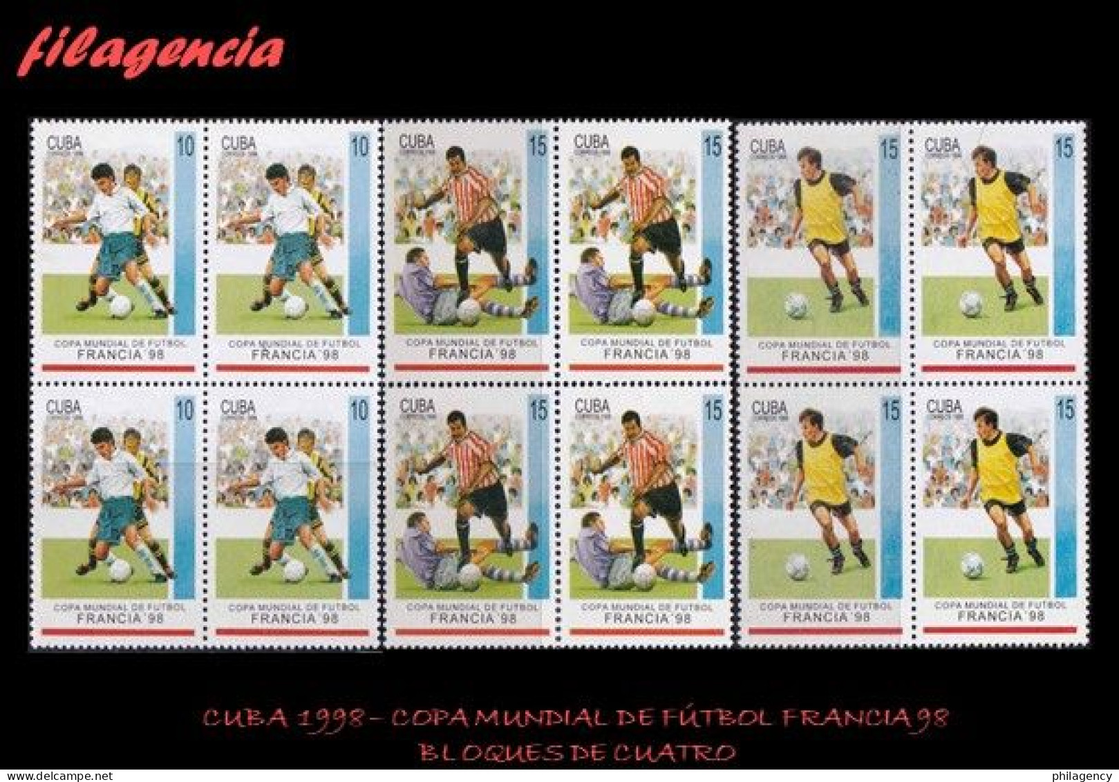 CUBA. BLOQUES DE CUATRO. 1998-03 COPA MUNDIAL DE FÚTBOL FRANCIA 98 - Neufs