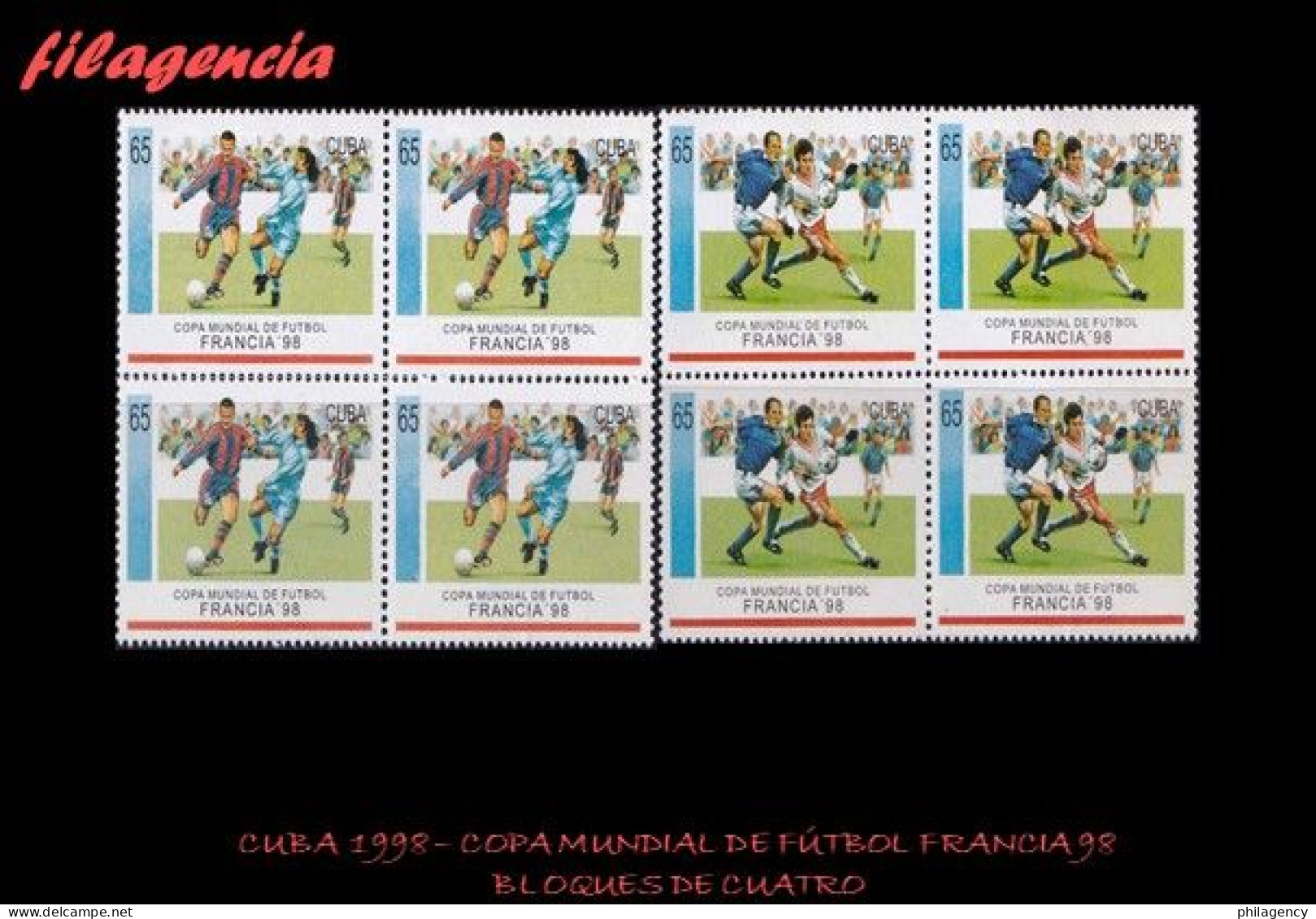 CUBA. BLOQUES DE CUATRO. 1998-03 COPA MUNDIAL DE FÚTBOL FRANCIA 98 - Ungebraucht