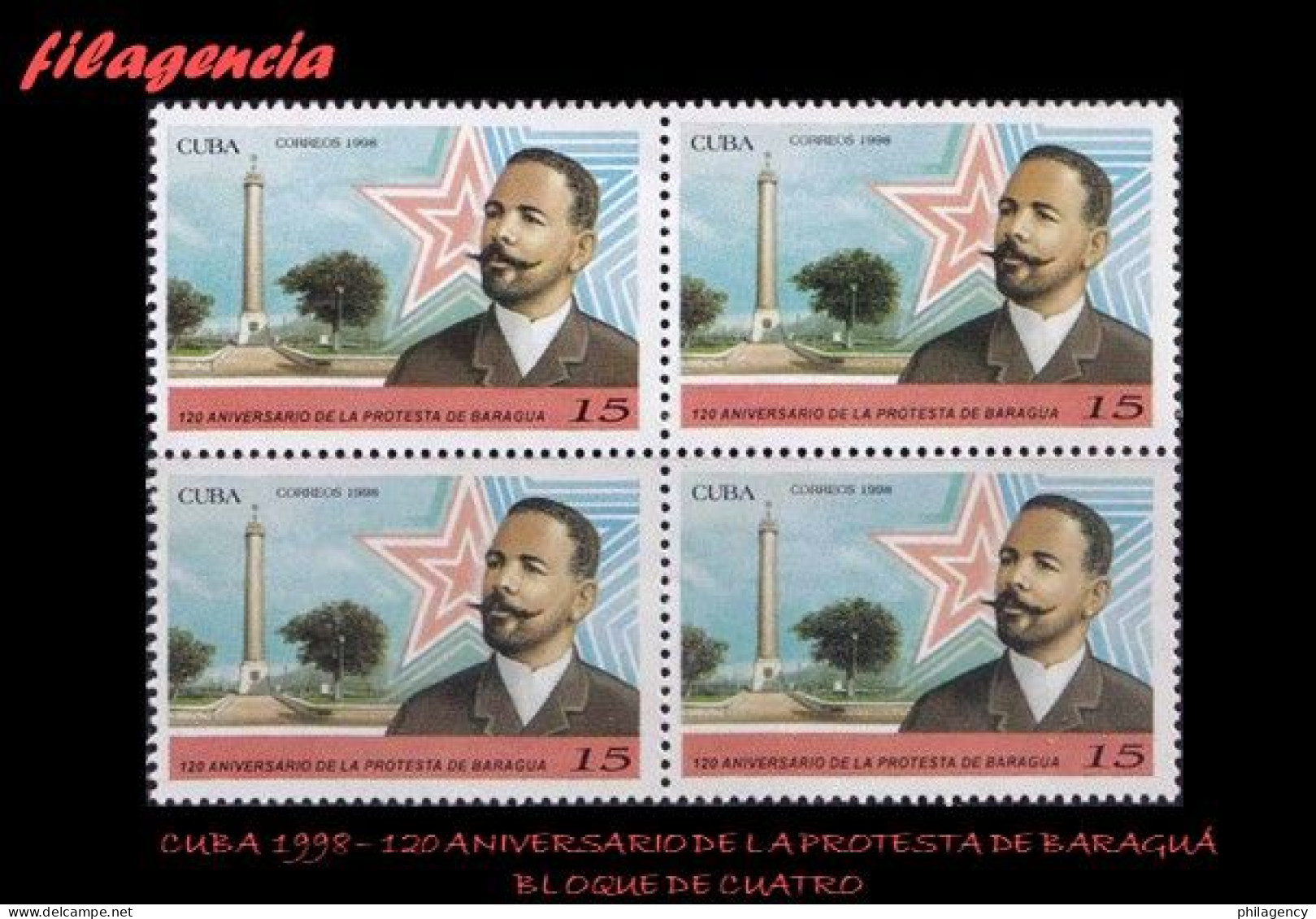 CUBA. BLOQUES DE CUATRO. 1998-08 120 ANIVERSARIO DE LA PROTESTA DE BARAGUÁ - Unused Stamps