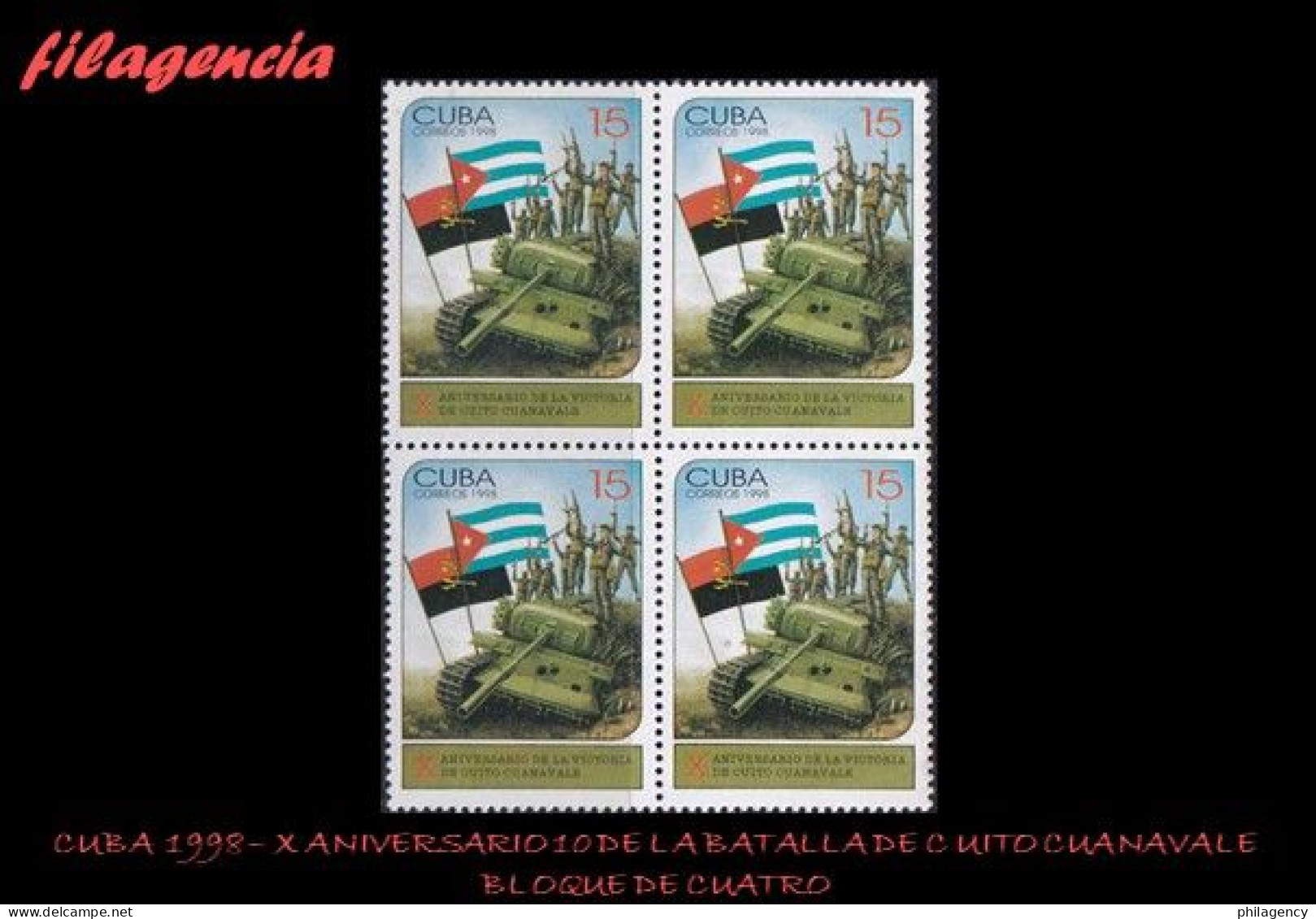 CUBA. BLOQUES DE CUATRO. 1998-09 X ANIVERSARIO DE LA BATALLA DE CUITO CANAVALE - Unused Stamps