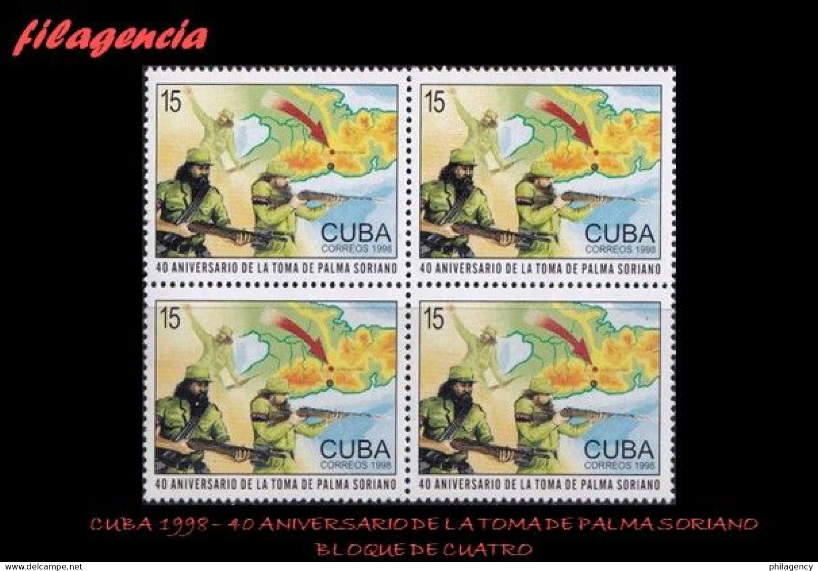 CUBA. BLOQUES DE CUATRO. 1998-35 40 ANIVERSARIO DE LA TOMA DE PALMA SORIANO - Nuovi