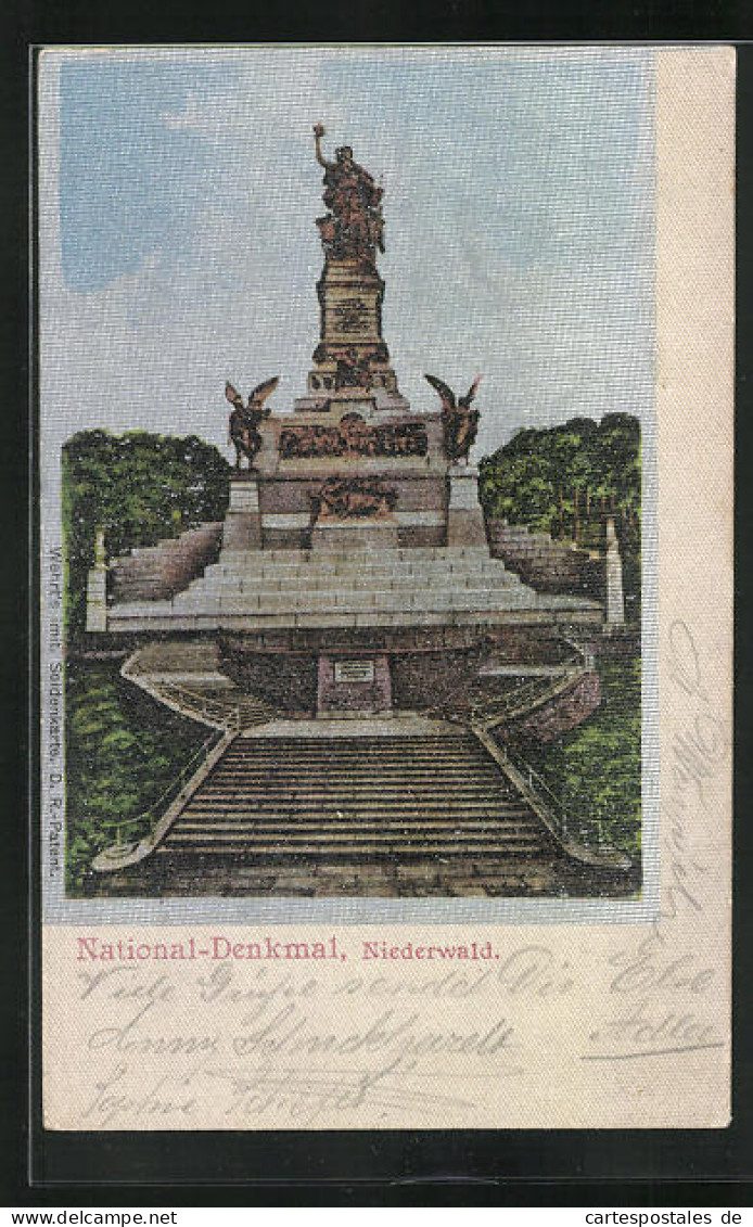 Seiden-Imitations-AK Niederwald, National-Denkmal  - Sonstige & Ohne Zuordnung