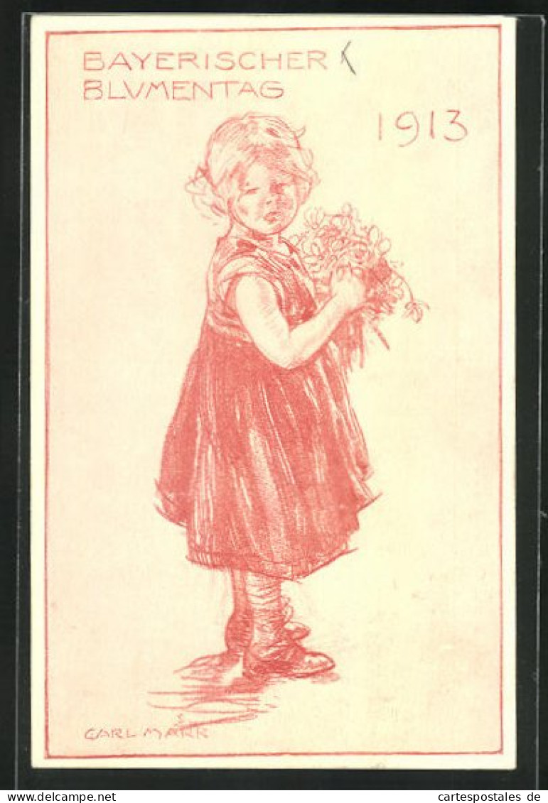 Künstler-AK Bayerischer Blumentag 1913, Mädchen Mit Blumen  - Other & Unclassified