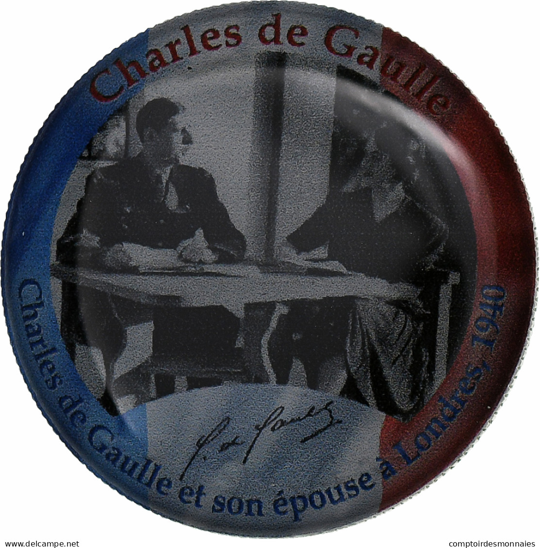 France, Jeton, Charles De Gaulle, De Gaulle & Son épouse à Londres, Nickel - Other & Unclassified