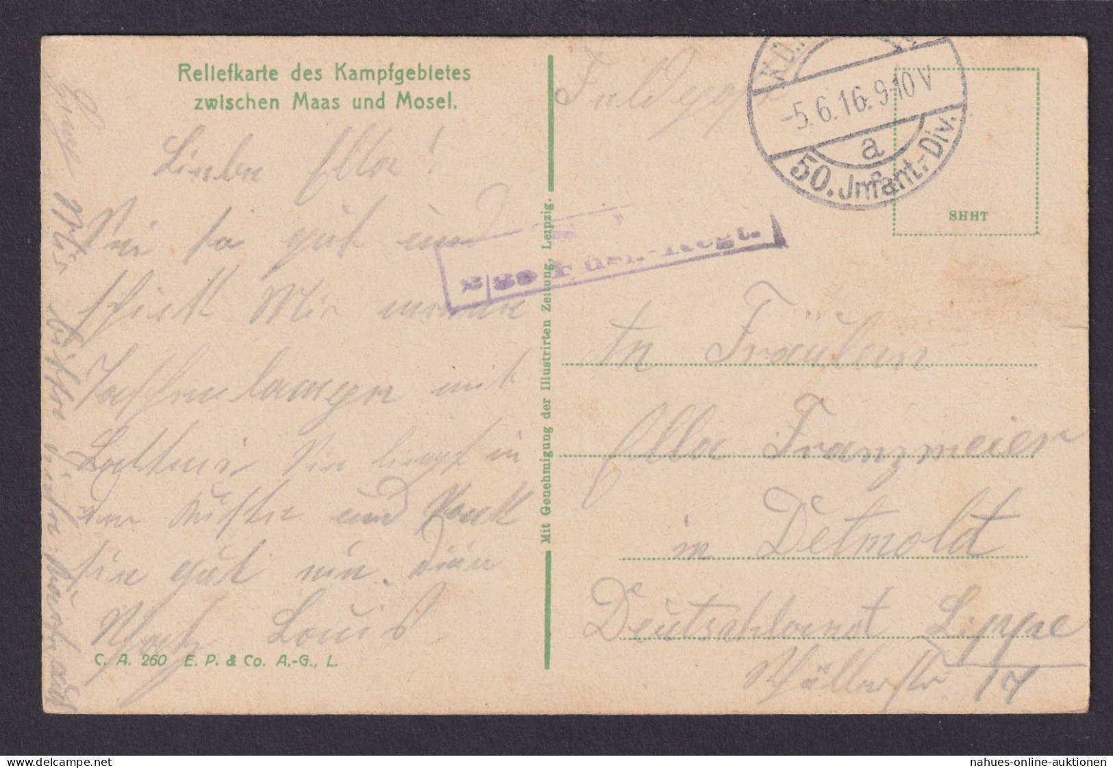 Ansichtskarte Rellefkarte Kampfgebiet Zw. Maas U.Mosel Feldpost I. Weltkrieg - Brieven En Documenten