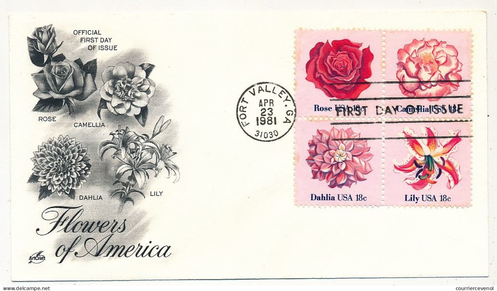Etats Unis => Enveloppe FDC =>  Flowers Of America - Fort Valley GA - 23 Avril 1981 - 1981-1990