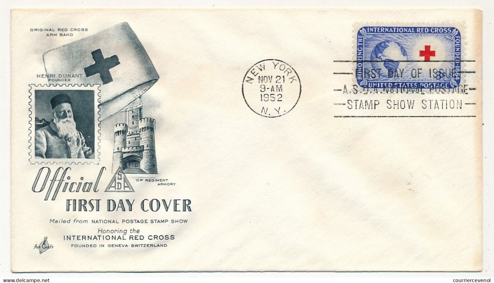 Etats Unis => Enveloppe FDC =>  International Red Cross - New York - 21 Nov 1952 - 1951-1960