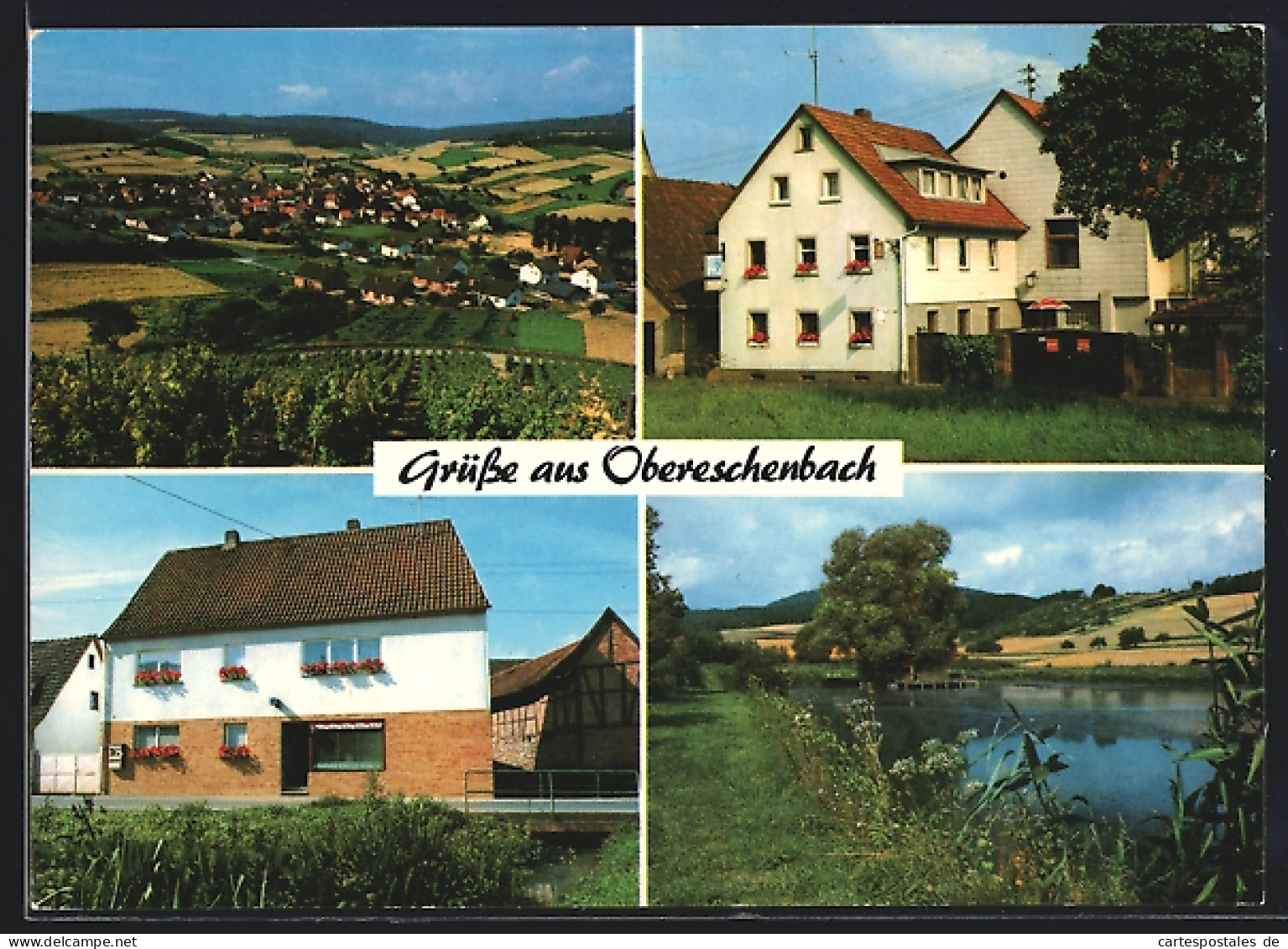 AK Hammelburg-Obereschenbach, Gasthaus, Geschäft, Uferpartie  - Hammelburg