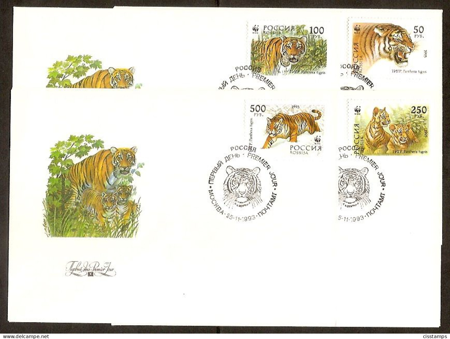 RUSSIA 1993●WWF Tigers●Animals●●Tiere●FDC /Mi343-46 - FDC