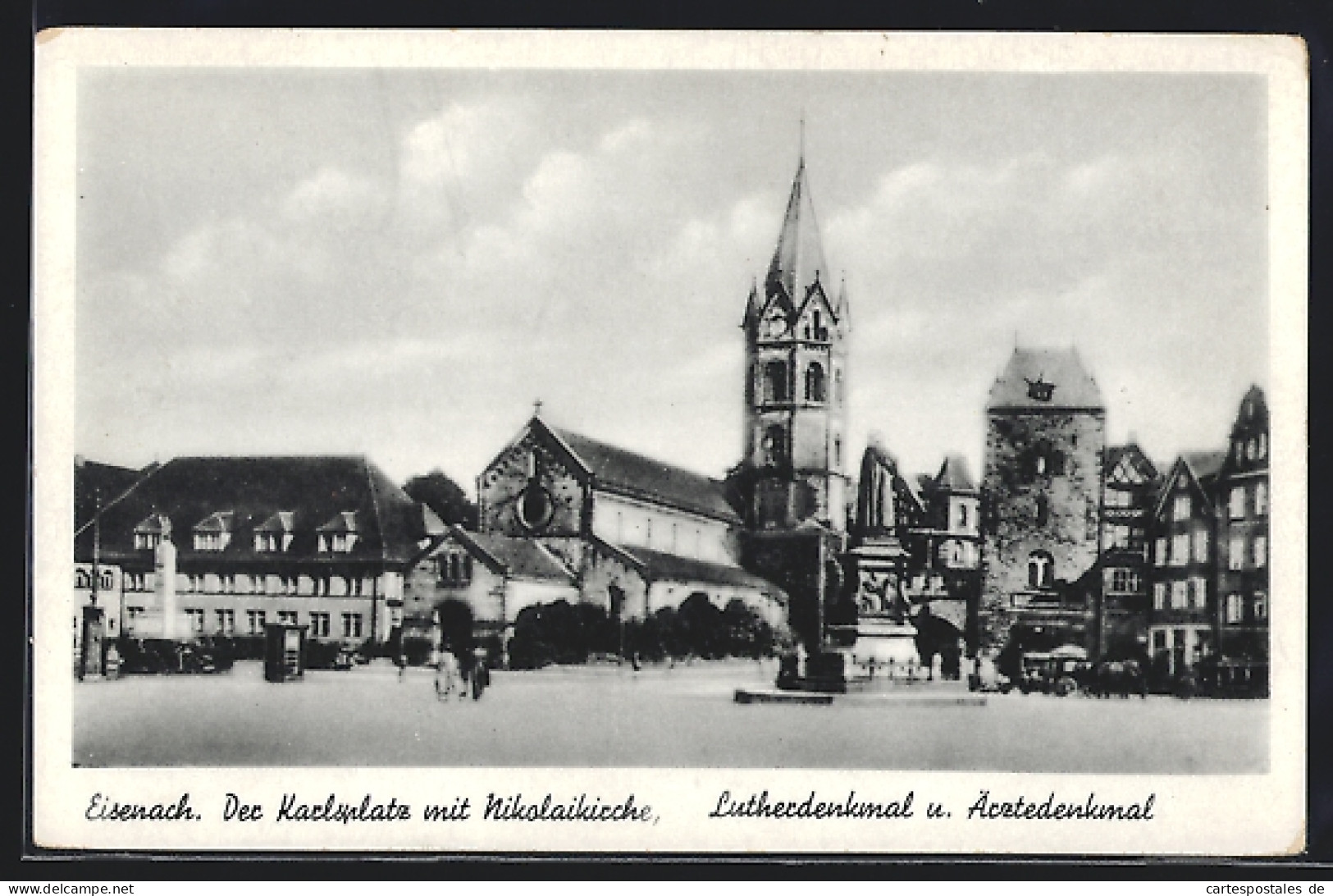 AK Eisenach, Der Karlsplatz Mit Nikolaikirche, Lutherdenkmal U. Ärztedenkmal  - Eisenach