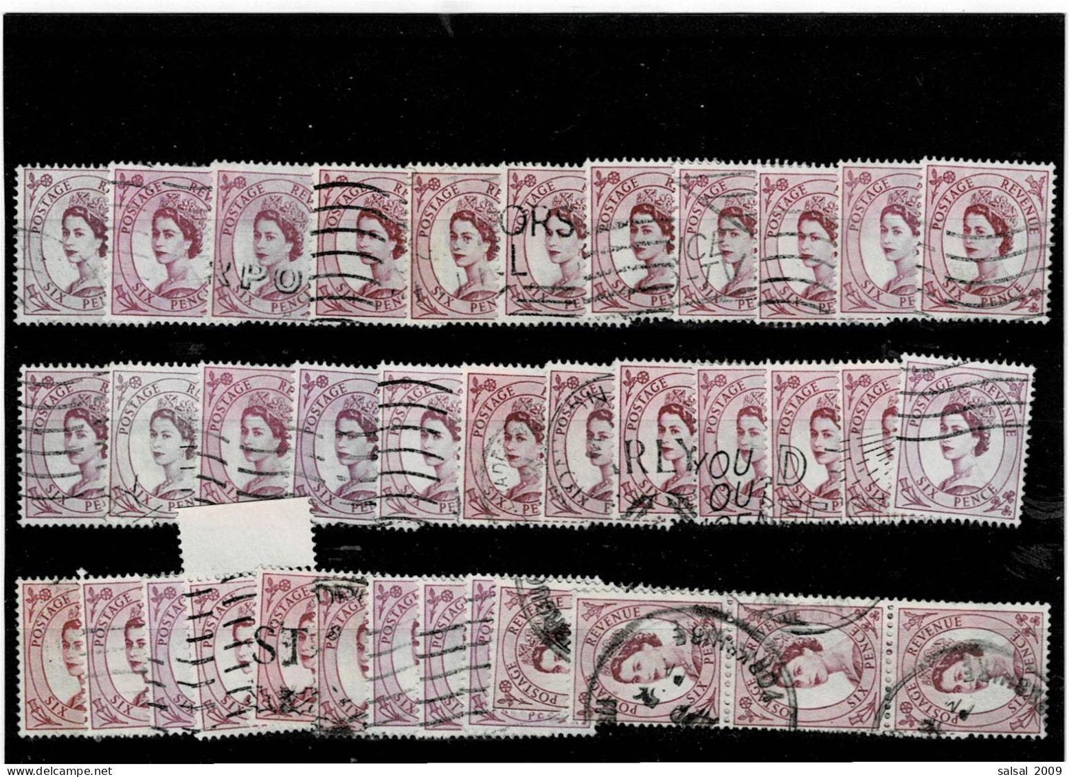 GRAN BRETAGNA ,"Elisabetta II",6p.con Filigrana Diversa ,38 Pezzi Usati ,qualita Ottima - Used Stamps