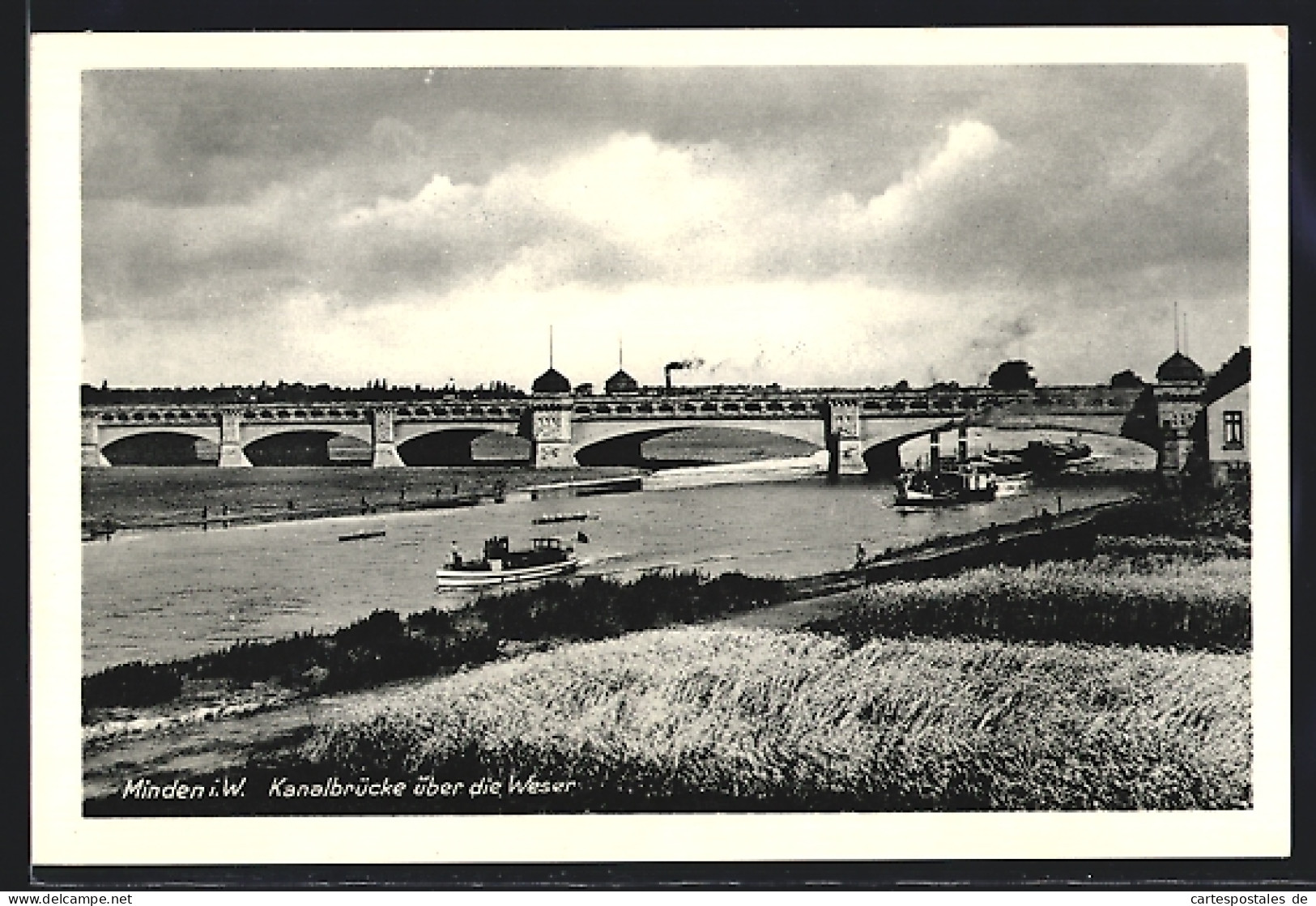 AK Minden / Weser, Kanalbrücke über Die Weser  - Minden