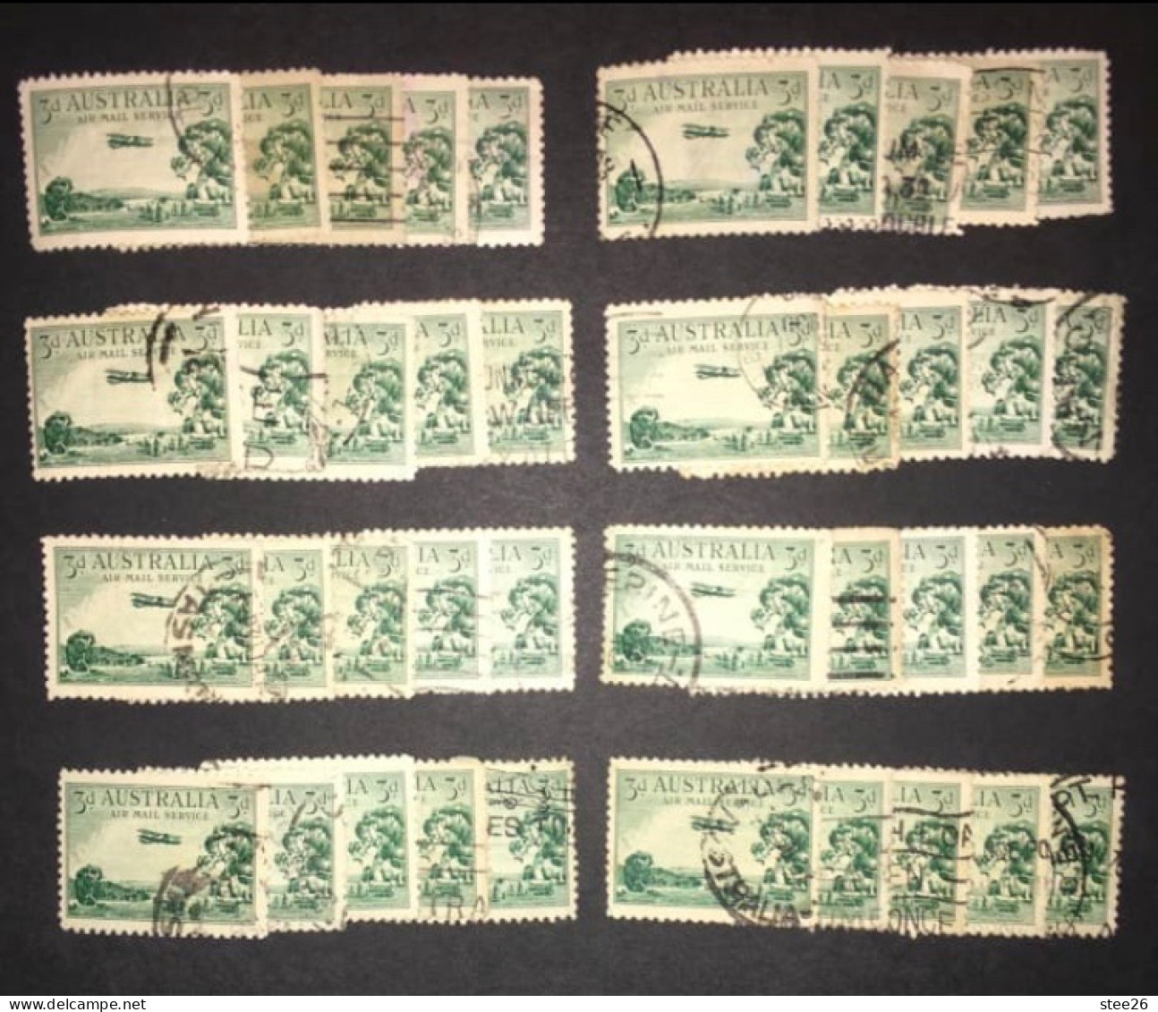 Australia 1929 3d Air Mail Service - Fine Used Stamps X 40 - Otros & Sin Clasificación