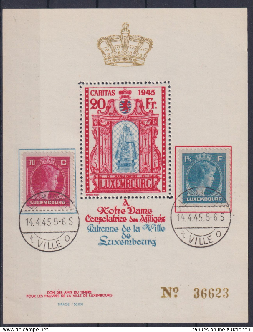 Caritas LUXEMBURG Spendenblock Grossherzogin Charlotte Briefmarken 1945 - Covers & Documents