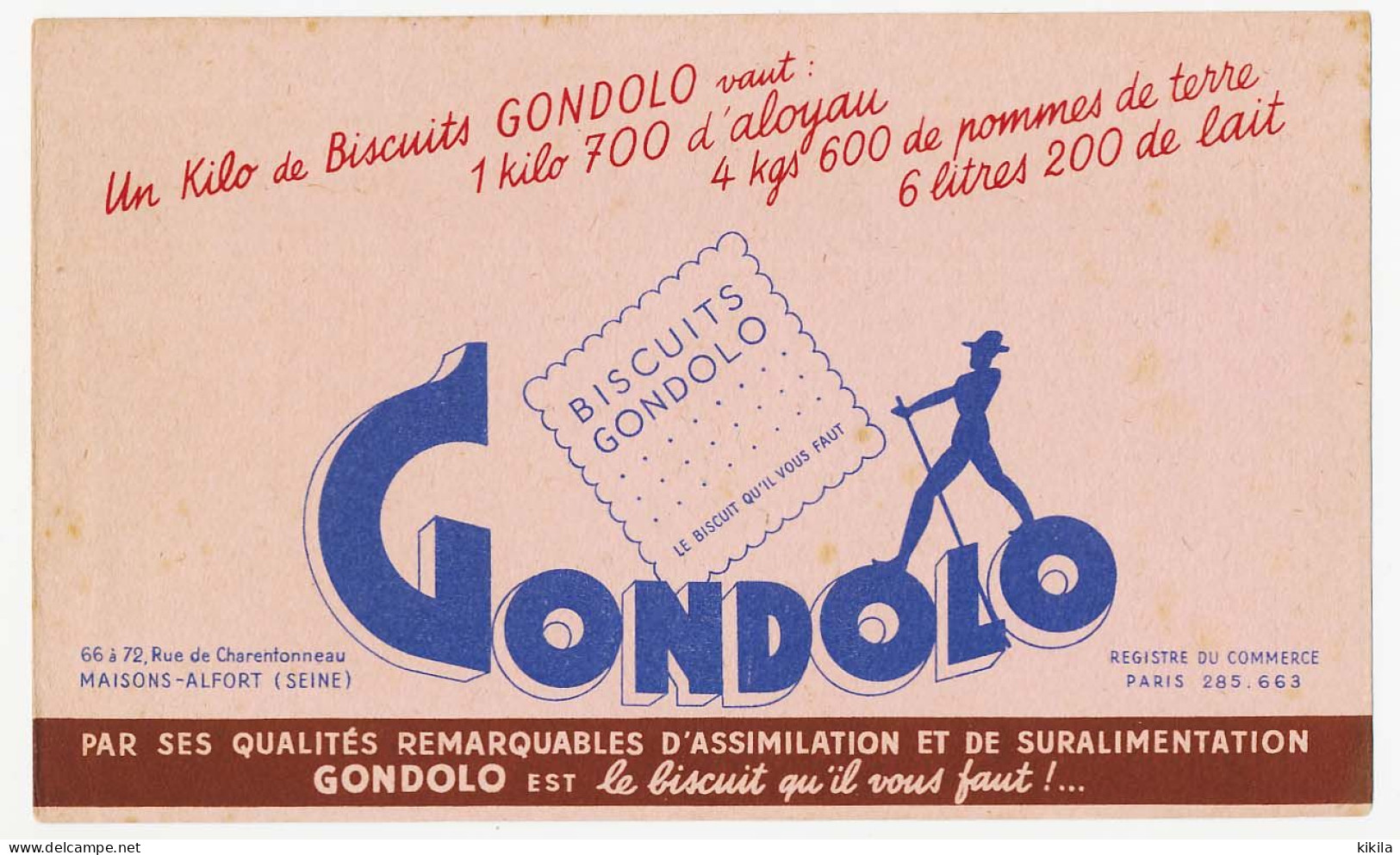 Buvard 21.3 X 12.8 Les Biscuits GONDOLO Maisons-Alfort Seine  Gondolier - Cake & Candy