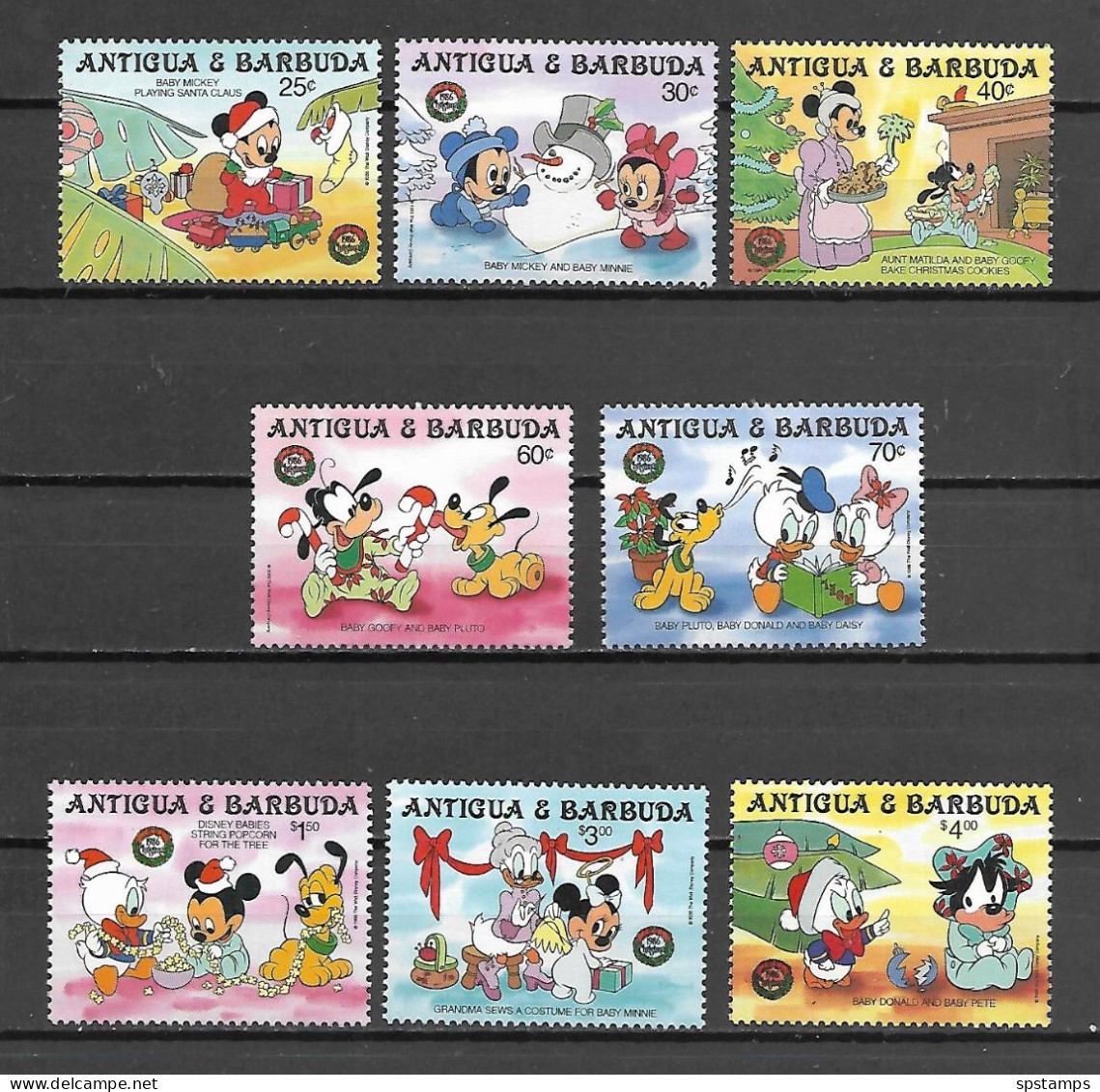 Disney Set Antigua & Barbuda 1986 Christmas - Designs Showing Walt Disney Cartoon Characters As Babies MNH - Disney