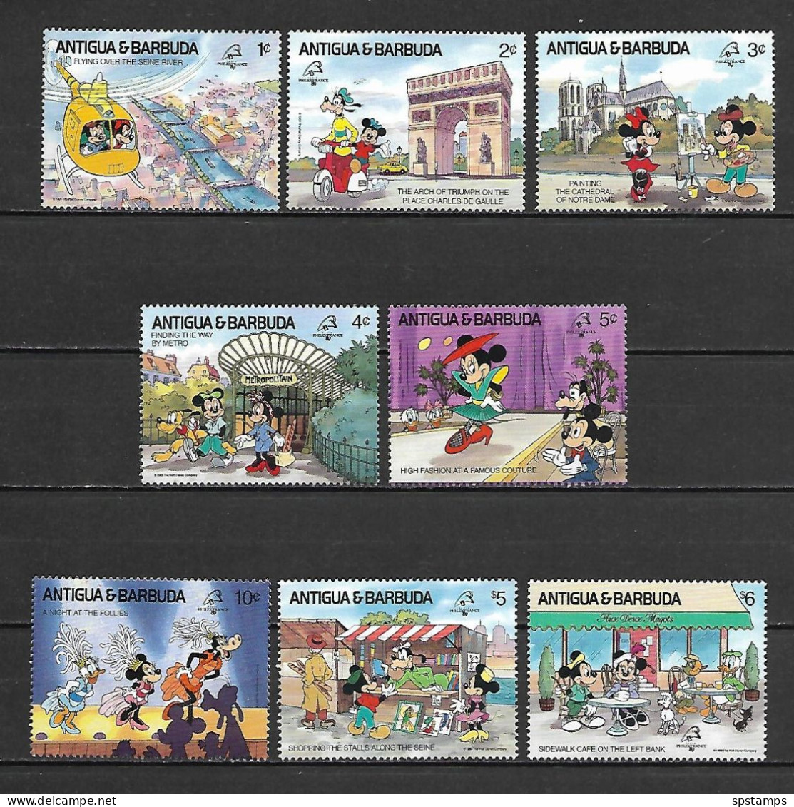 Disney Set Antigua & Barbuda 1989 PHILEX FRANCE MNH - Disney