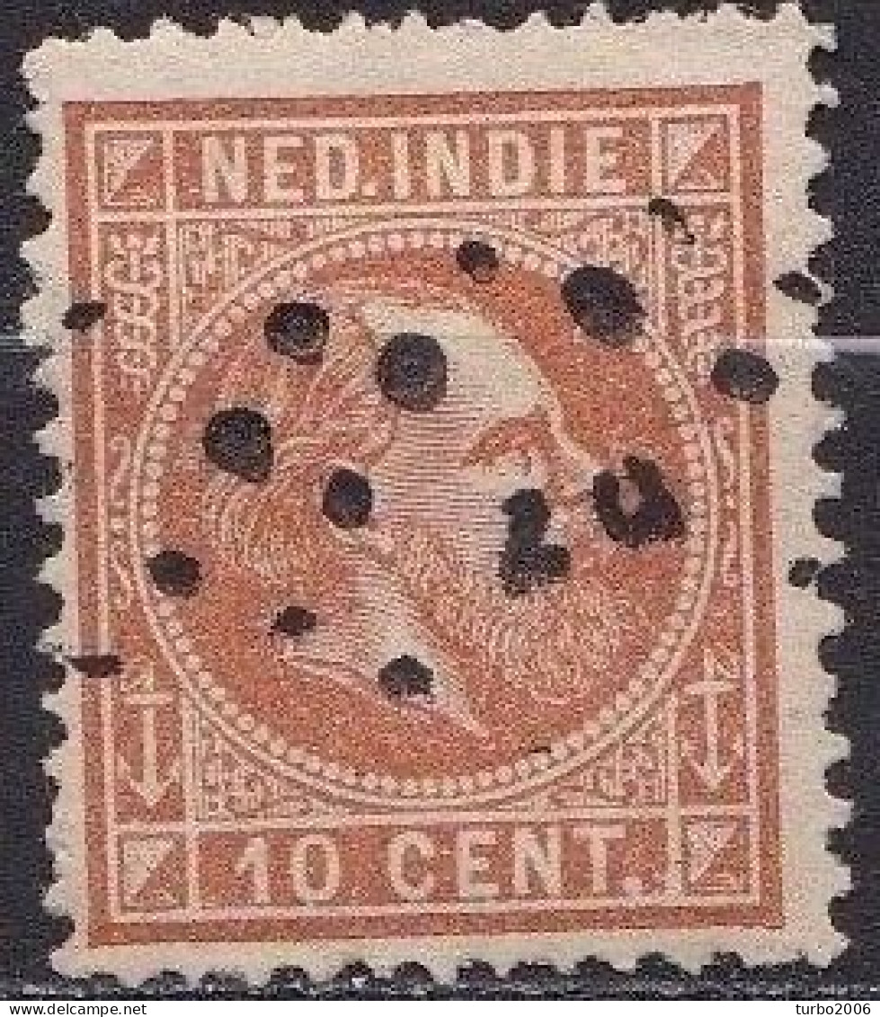 Ned. Indië: 1870 Koning Willem III 10 Cent Oranjebruin Kamtanding 12½ : 12 NVPH 9 F - Nederlands-Indië