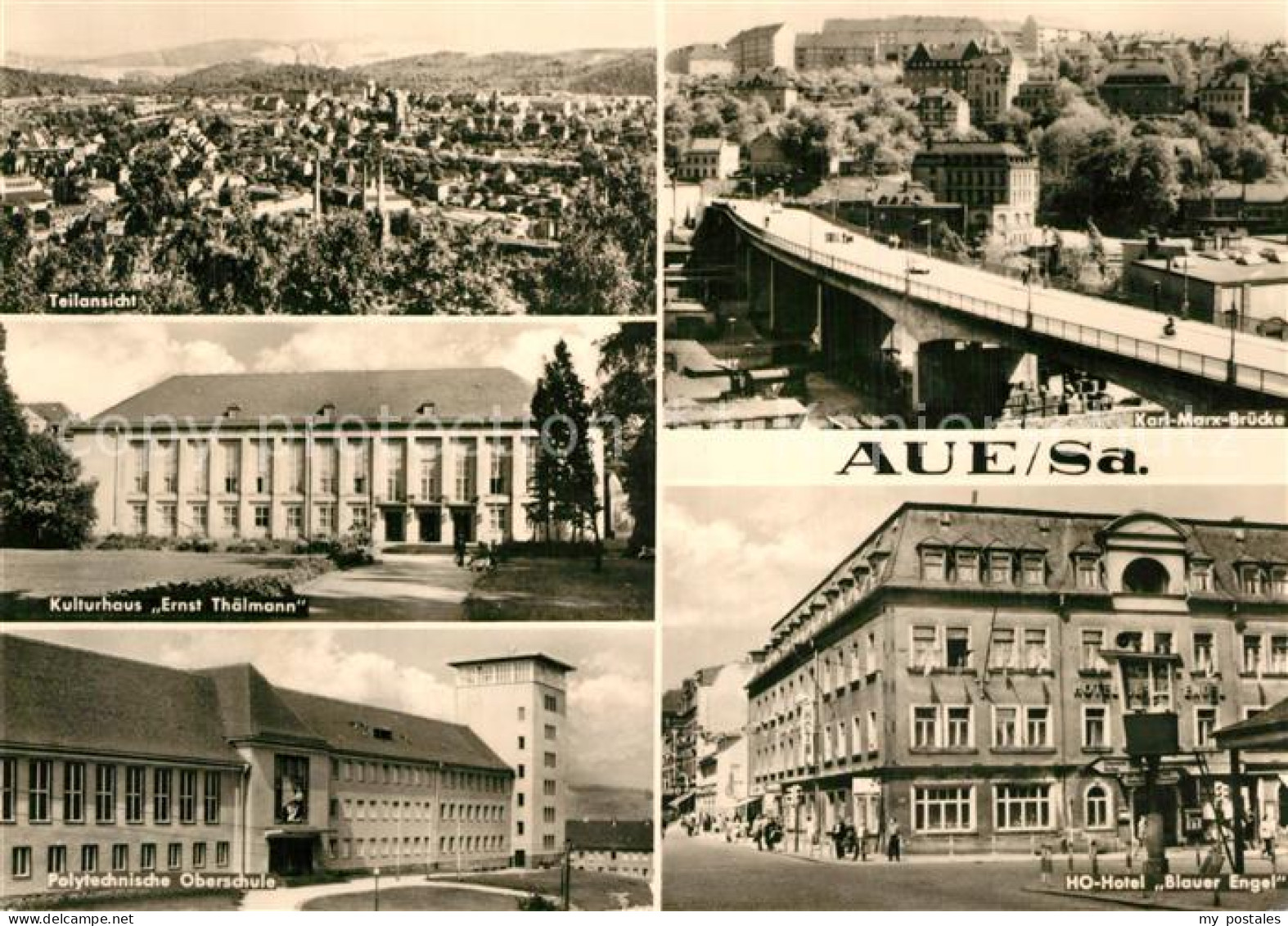 73593313 Aue Sachsen Stadtpanorama Kulturhaus Ernst Thaelmann Polytechnische Obe - Aue