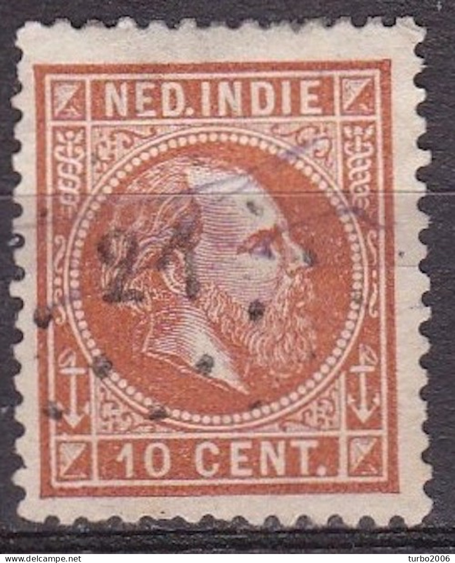 Ned. Indië: 1870 Koning Willem III 10 Cent Bruinrood Kamtanding 12½  Kl. G. NVPH 9 H - Indie Olandesi
