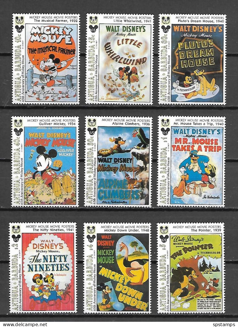 Disney Set Antigua & Barbuda 1993 The 65th Anniversary Of Mickey Mouse MNH - Disney