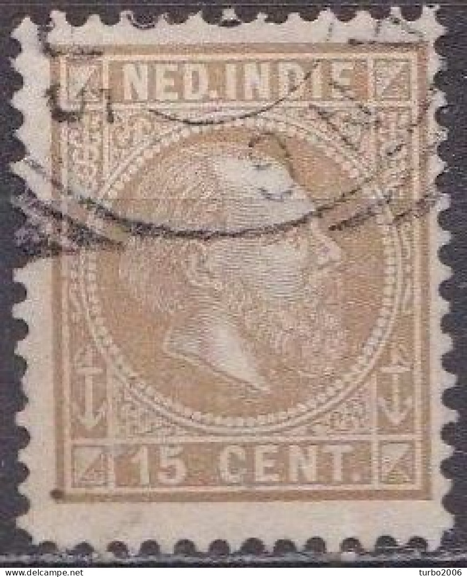 Ned. Indië: 1870 Koning Willem III 15 Cent Grijsbruin Kamtanding 12½ : 12 Gr G.  NVPH 11 F - Indie Olandesi