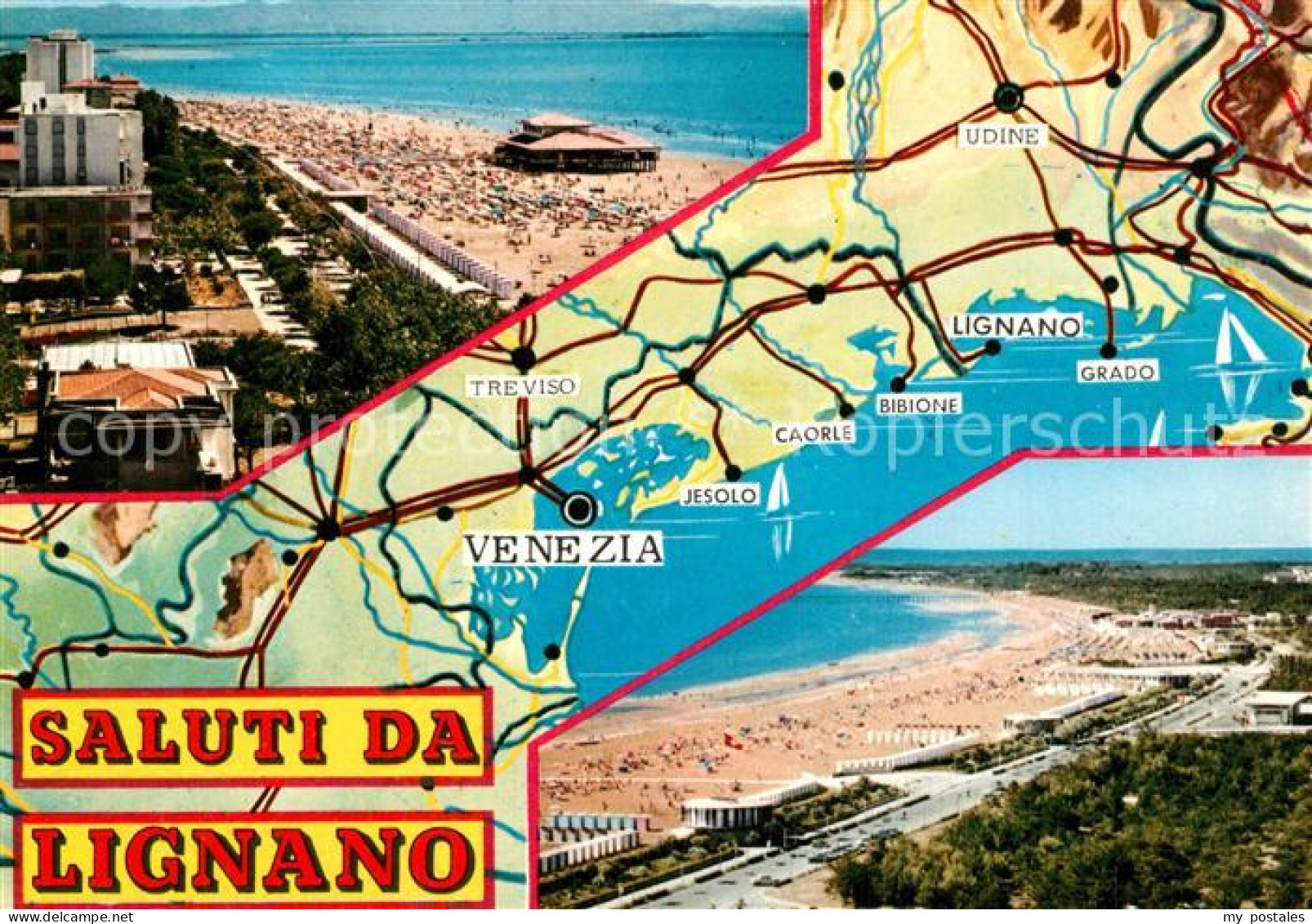 73592849 Lignano Panoramakarte Strand Lignano - Otros & Sin Clasificación