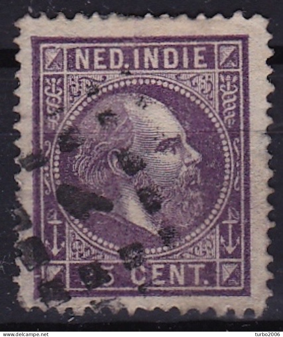 Ned. Indië: 1870 Koning Willem III 25 Cent Donkerpaars Lijntanding 13¼ : 14 Gr. G.  NVPH 13 D - Nederlands-Indië