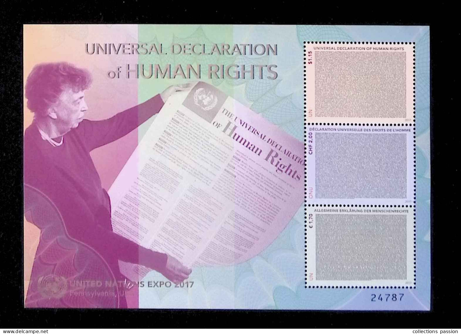 CL, Blocs & Feuillets, BLOCK, United Nations, New York, 2017, Universal Declaration Of Human Rights, Neuf - Ongebruikt