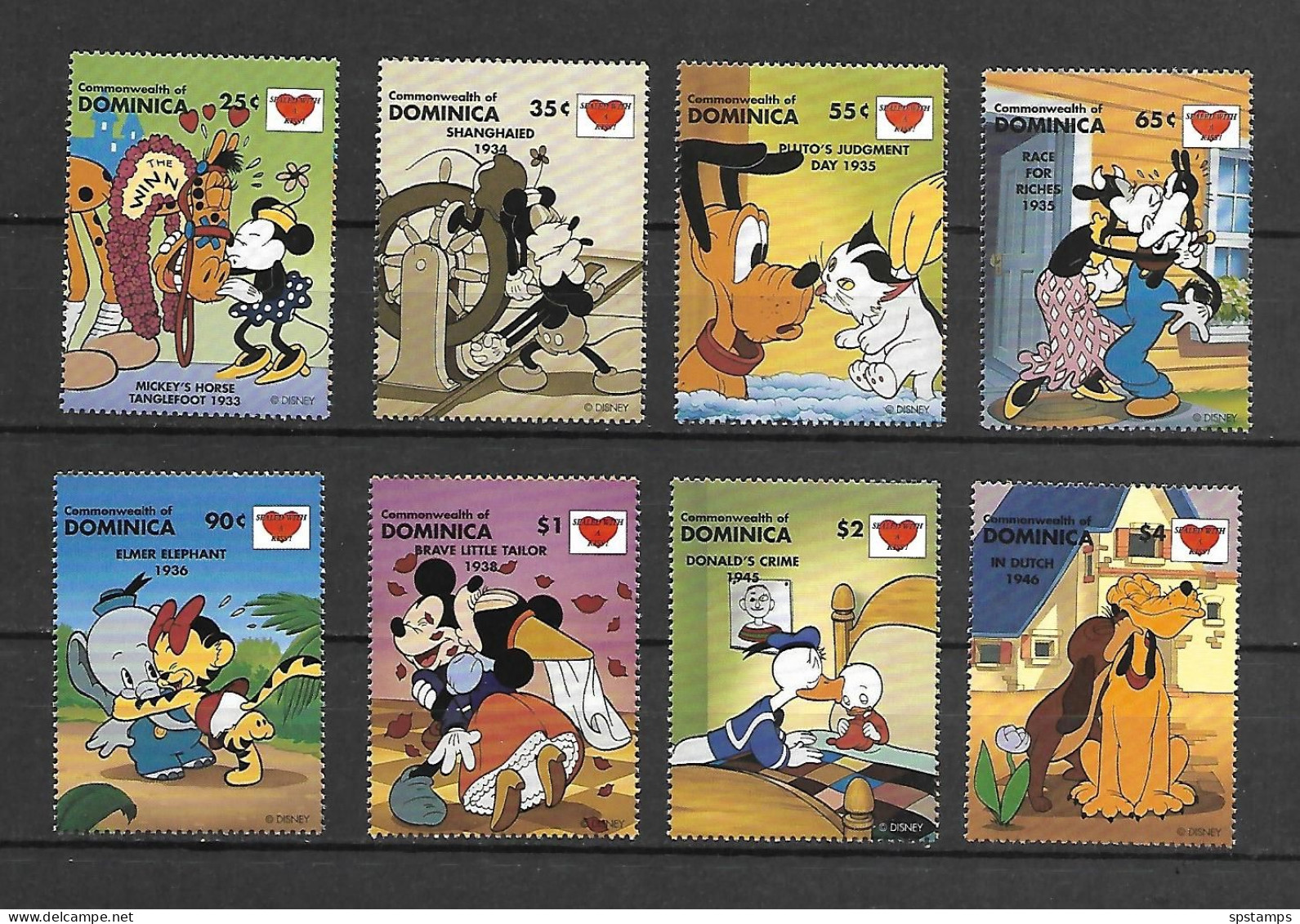 Disney Set Dominica 1997 Sealed With A Kiss MNH - Disney