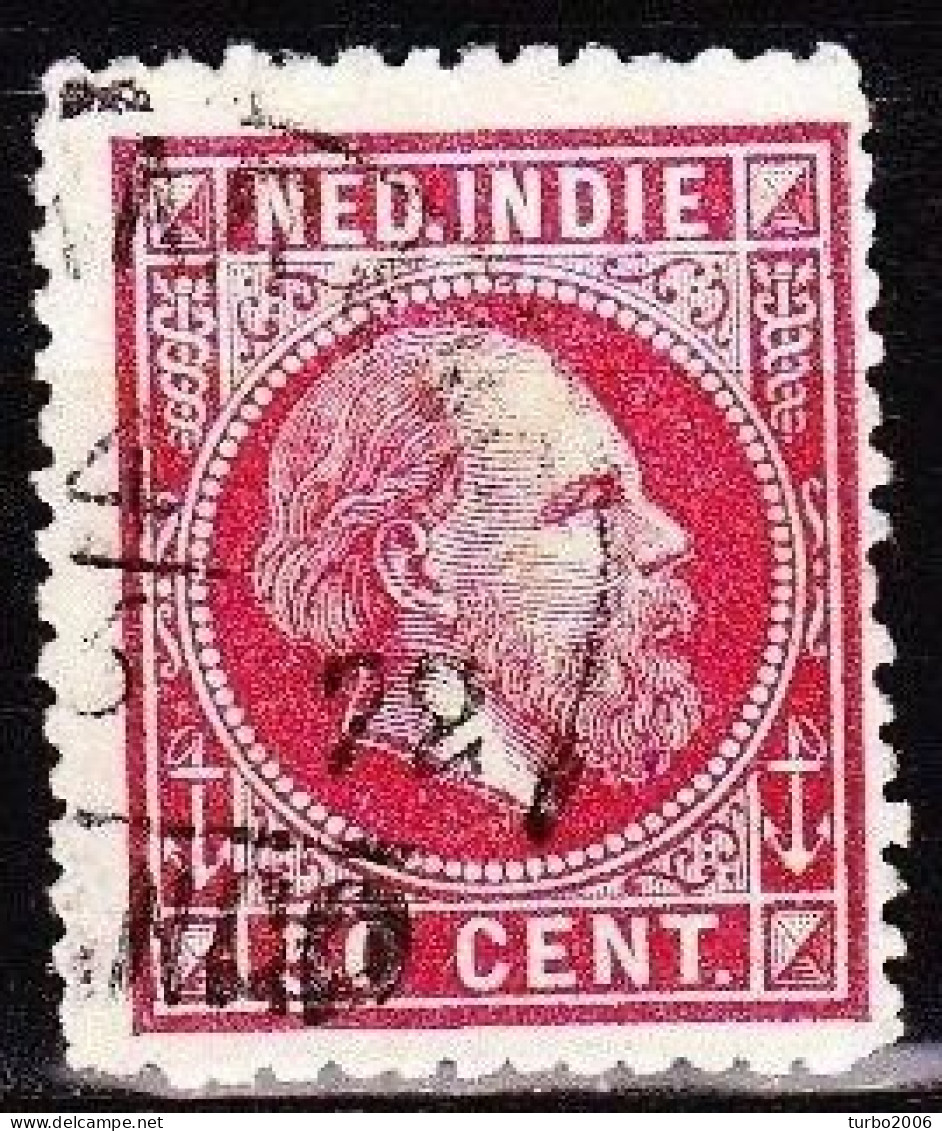 Ned. Indië: 1870 Koning Willem III 50 Cent Karmijn Lijntanding 14 Kl. G. NVPH 15 A - Netherlands Indies