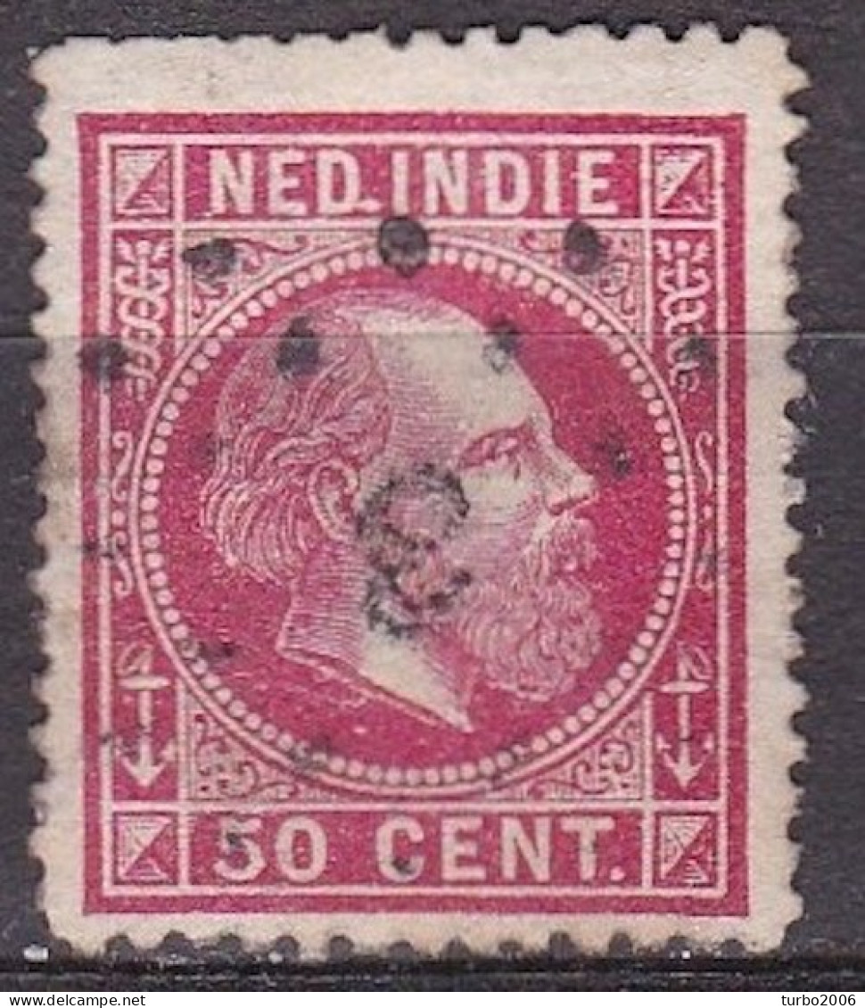 Ned. Indië: 1870 Koning Willem III 50 Cent Karmijn Kamtanding 12½ : 12 Kl. G. NVPH 15 C - Nederlands-Indië