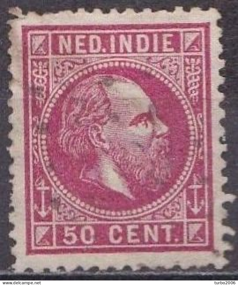 Ned. Indië: 1870 Koning Willem III 50 Cent Karmijn Kamtanding 12½  Kl. G. NVPH 15 H - Indes Néerlandaises