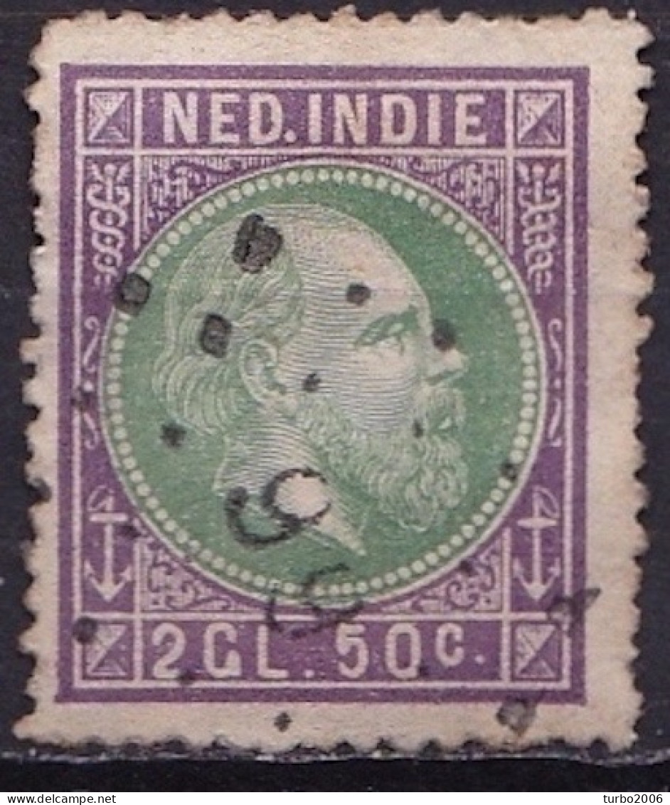 Ned. Indië: 1870-1888 Koning Willem III 2½ Gulden Violet/groen Lijntanding 14 Kl.g. NVPH 16 A Puntstempel 99 (WONOSOBO) - Indes Néerlandaises